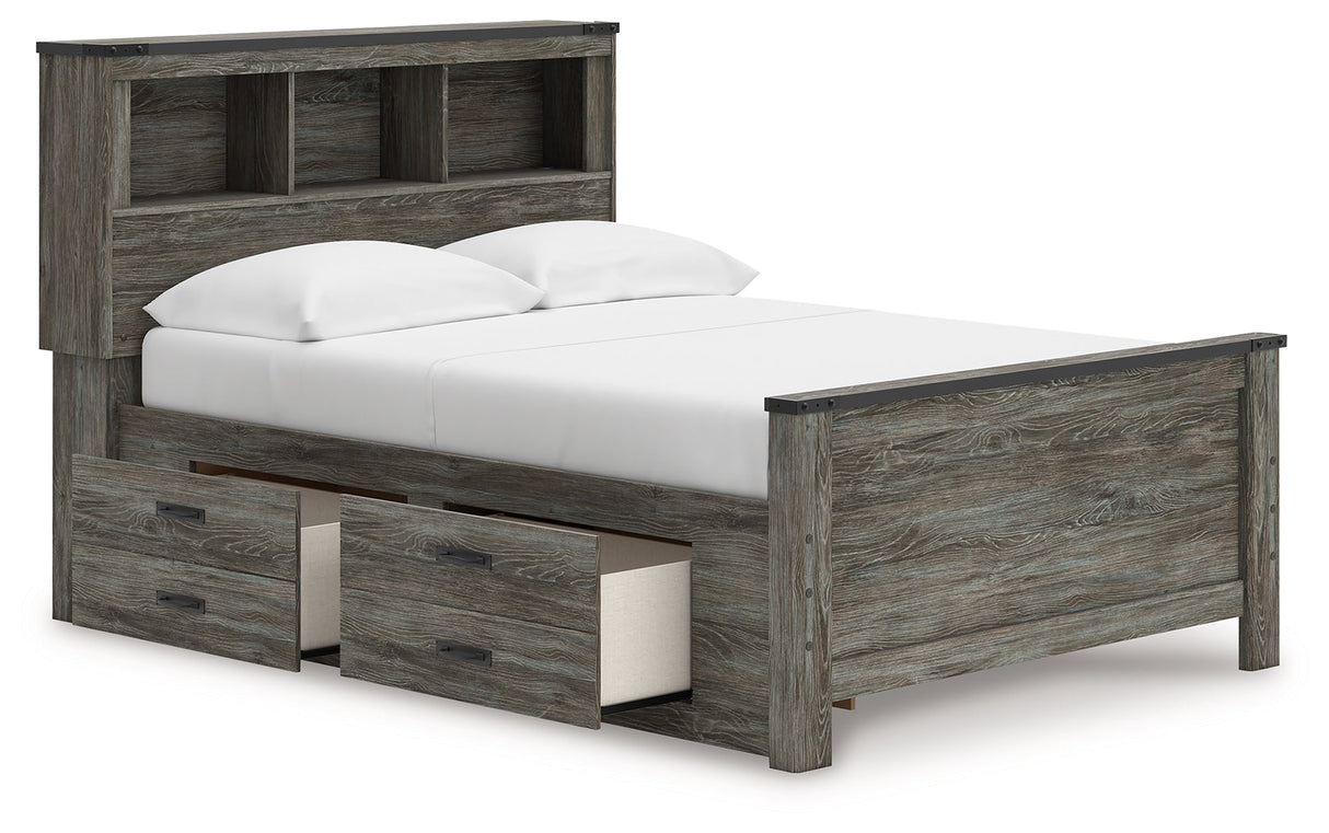 Frandern Gray Full Bookcase Storage Platform Bed with 2 Drawers by Ashley at Eve Furniture