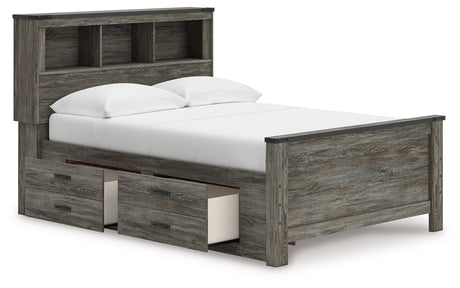 Frandern Gray Full Bookcase Storage Platform Bed with 2 Drawers by Ashley at Eve Furniture