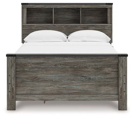 Frandern Gray Full Bookcase Storage Platform Bed with 2 Drawers by Ashley at Eve Furniture