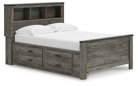 Frandern Gray Full Bookcase Storage Platform Bed with 2 Drawers by Ashley at Eve Furniture