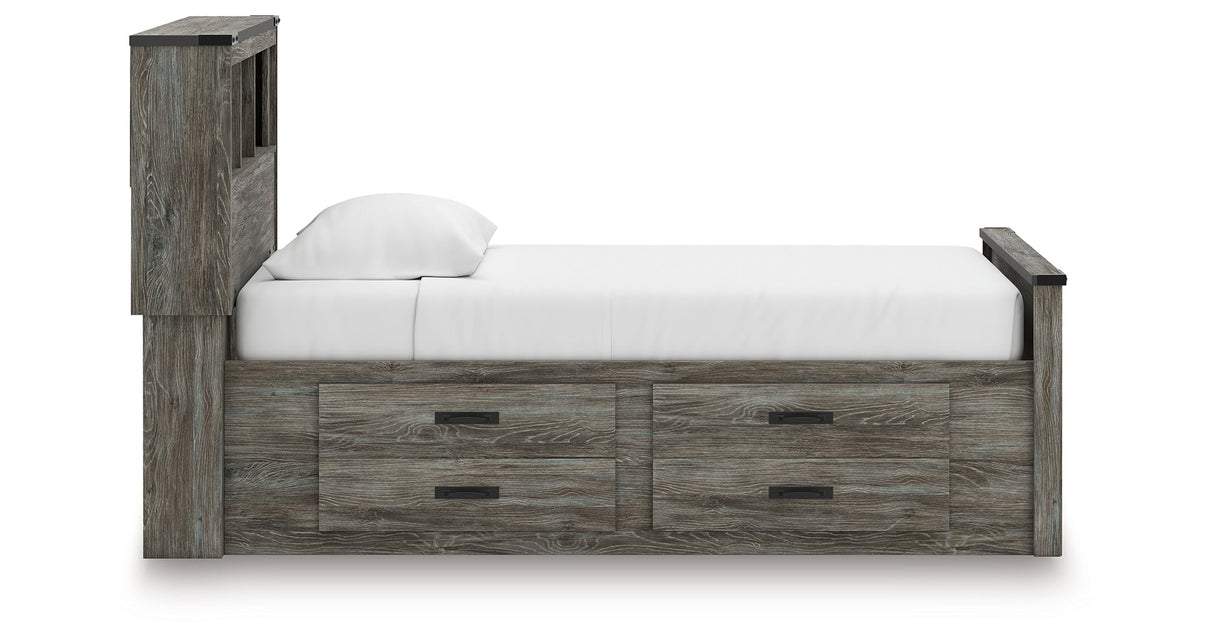 Frandern Gray Twin Bookcase Storage Platform Bed with 2 Drawers by Ashley at Eve Furniture