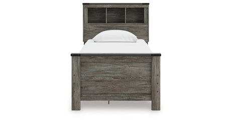 Frandern Gray Twin Bookcase Storage Platform Bed with 2 Drawers by Ashley at Eve Furniture
