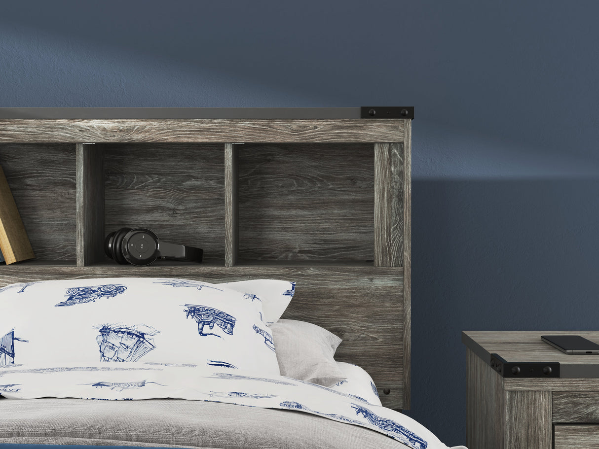 Frandern Gray Twin Bookcase Storage Platform Bed with 2 Drawers by Ashley at Eve Furniture