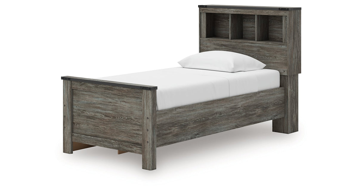 Frandern Gray Twin Bookcase Storage Platform Bed with 2 Drawers by Ashley at Eve Furniture