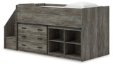 Frandern Gray Twin Loft Bed with Bookcase and Drawer Storage by Ashley at Eve Furniture