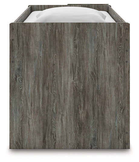 Frandern Gray Twin Loft Bed with Bookcase and Drawer Storage by Ashley at Eve Furniture