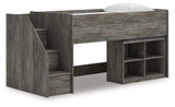 Frandern Gray Twin Loft Bed with Bookcase Storage by Ashley at Eve Furniture