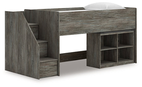 Frandern Gray Twin Loft Bed with Bookcase Storage by Ashley at Eve Furniture