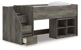 Frandern Gray Twin Loft Bed with Bookcase Storage by Ashley at Eve Furniture