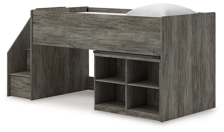 Frandern Gray Twin Loft Bed with Bookcase Storage by Ashley at Eve Furniture