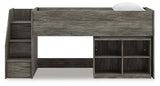 Frandern Gray Twin Loft Bed with Bookcase Storage by Ashley at Eve Furniture