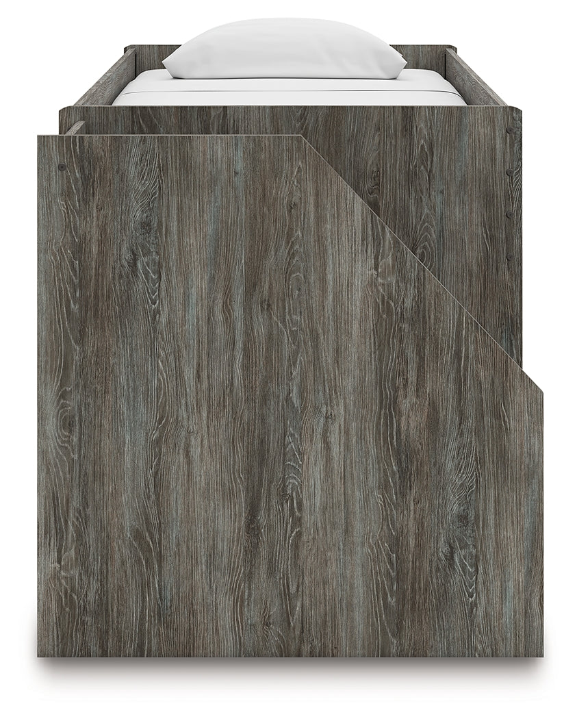 Frandern Gray Twin Loft Bed with Bookcase Storage by Ashley at Eve Furniture