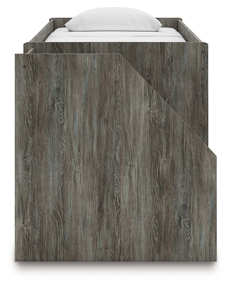 Frandern Gray Twin Loft Bed with Bookcase Storage by Ashley at Eve Furniture