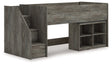 Frandern Gray Twin Loft Bed with Bookcase Storage by Ashley at Eve Furniture