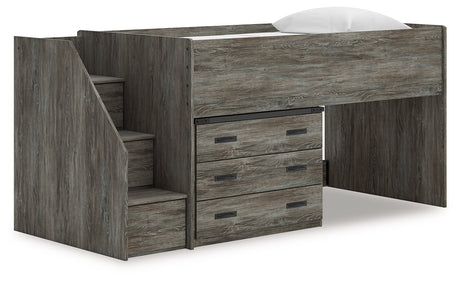 Frandern Gray Twin Loft Bed with Drawer Storage by Ashley at Eve Furniture