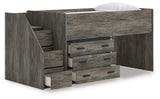 Frandern Gray Twin Loft Bed with Drawer Storage by Ashley at Eve Furniture