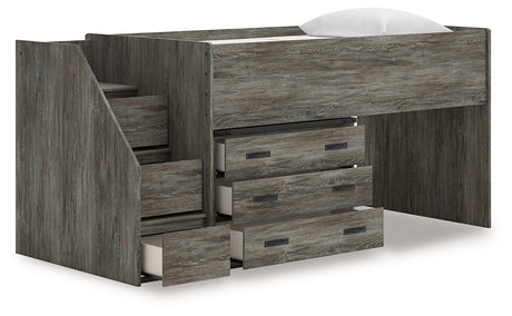 Frandern Gray Twin Loft Bed with Drawer Storage by Ashley at Eve Furniture