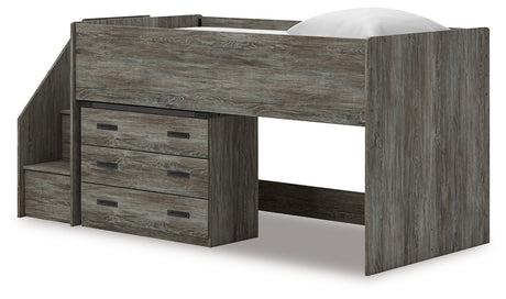 Frandern Gray Twin Loft Bed with Drawer Storage by Ashley at Eve Furniture