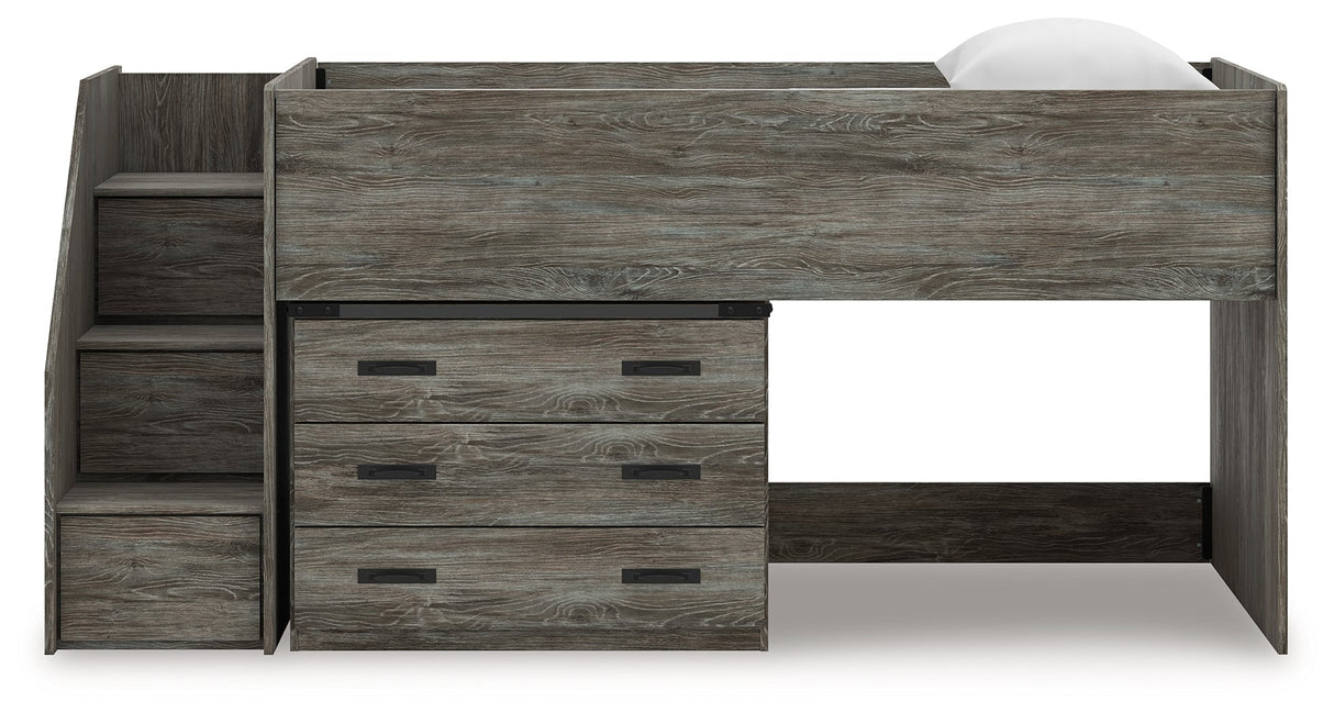 Frandern Gray Twin Loft Bed with Drawer Storage by Ashley at Eve Furniture