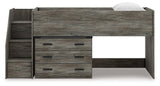 Frandern Gray Twin Loft Bed with Drawer Storage by Ashley at Eve Furniture