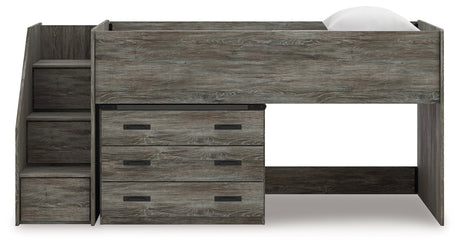 Frandern Gray Twin Loft Bed with Drawer Storage by Ashley at Eve Furniture