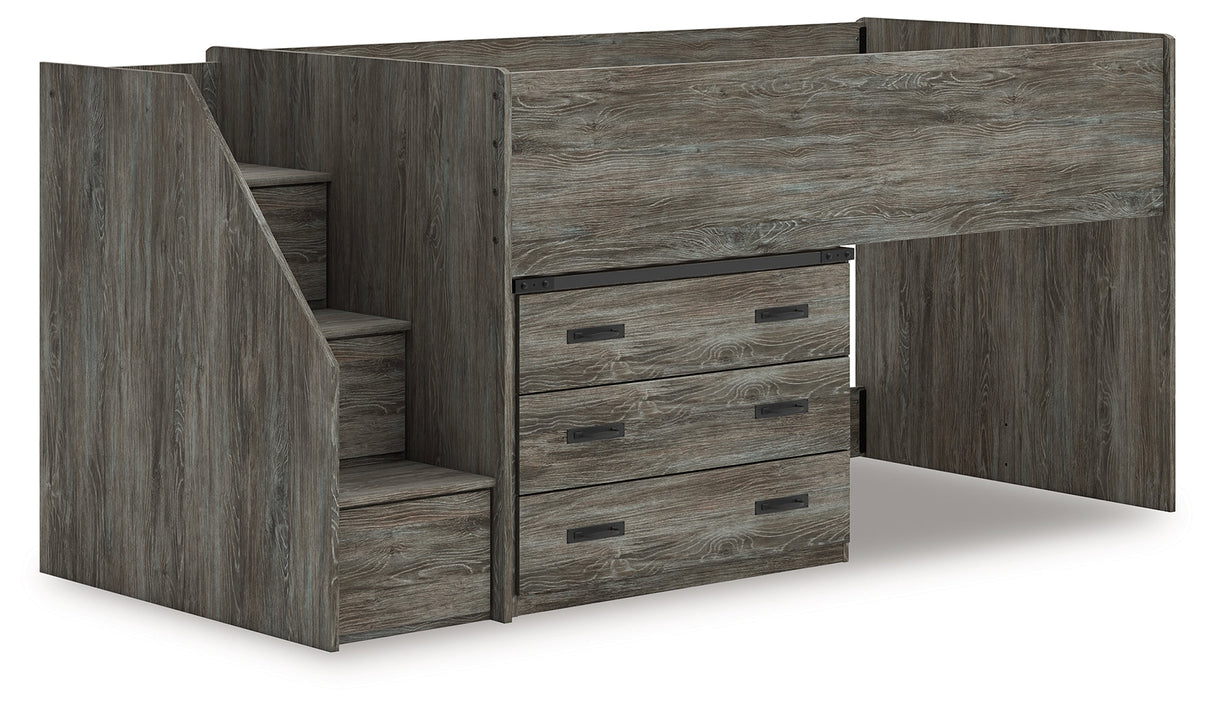 Frandern Gray Twin Loft Bed with Drawer Storage by Ashley at Eve Furniture
