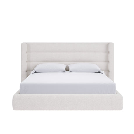 Frank Upholstered California King Wingback Platform Bed in Cottage Cheese Boucle by Modus Furniture at Eve Furniture
