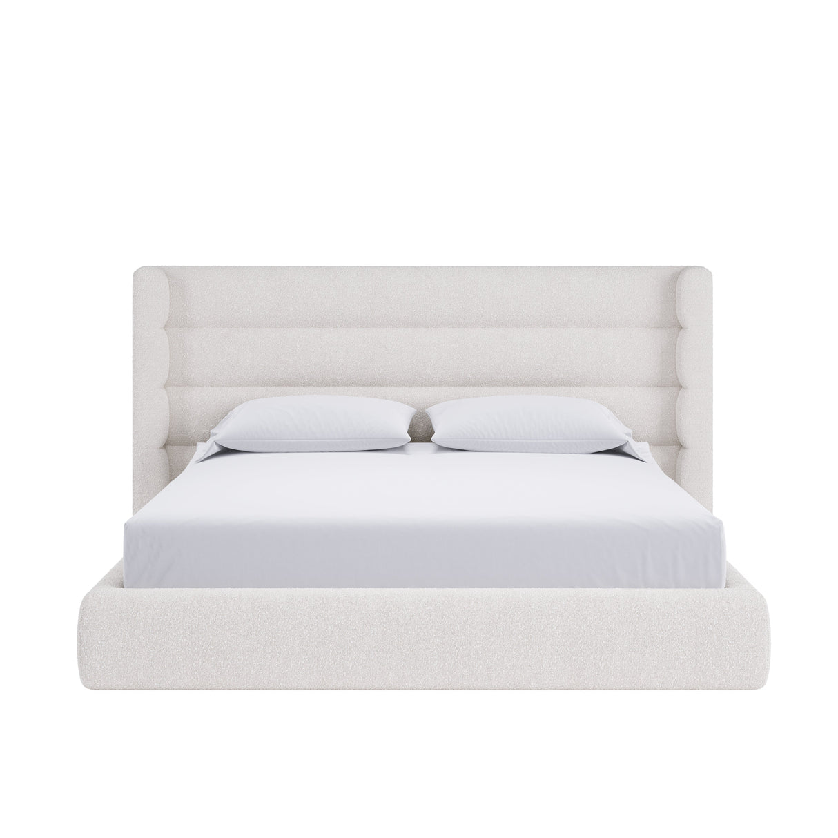 Frank Upholstered Full Wingback Platform Bed in Cottage Cheese Boucle by Modus Furniture at Eve Furniture