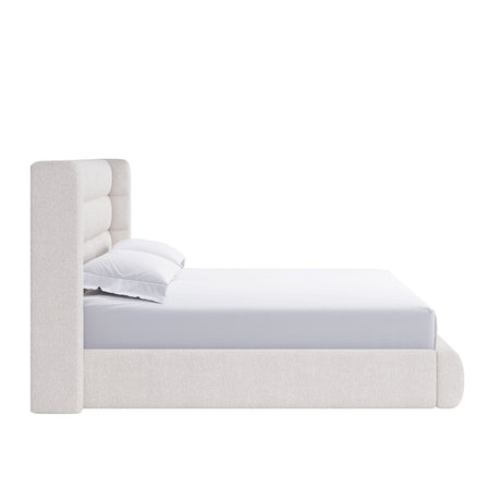 Frank Upholstered Full Wingback Platform Bed in Cottage Cheese Boucle by Modus Furniture at Eve Furniture