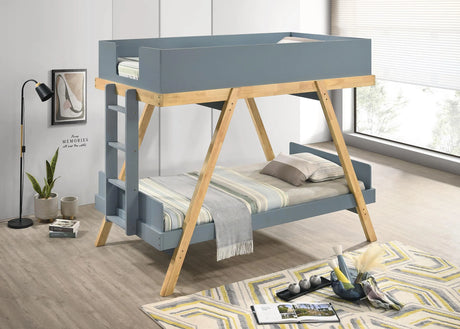 Frankie Blue Twin Over Twin Bunk Bed with 7-inch Mattresses by Coaster at Eve Furniture