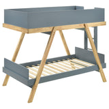 Frankie Van Courtland Blue and Natural Wood Twin Over Twin Bunk Bed by Coaster at Eve Furniture