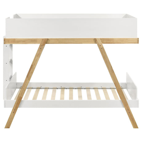 Frankie White and Natural Wood Twin Over Twin Bunk Bed by Coaster at Eve Furniture