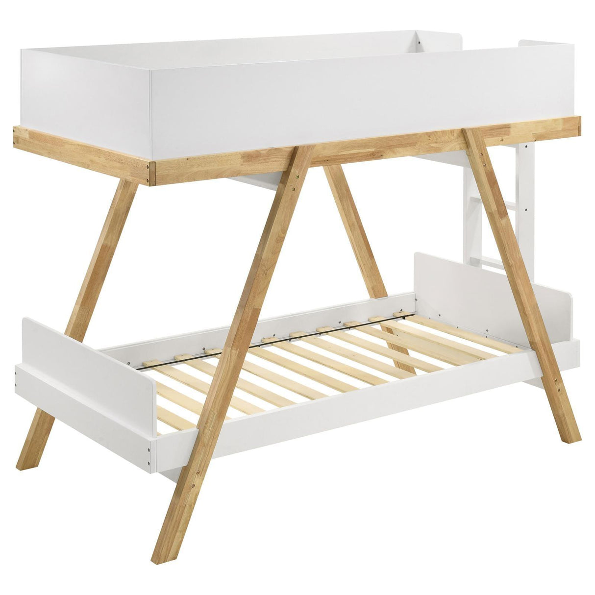 Frankie White and Natural Wood Twin Over Twin Bunk Bed by Coaster at Eve Furniture