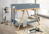 Frankie Wood Twin Over Twin Bunk Bed Van Courtland Blue and Natural