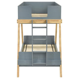 Frankie Van Courtland Blue and Natural Wood Twin Over Twin Bunk Bed by Coaster at Eve Furniture