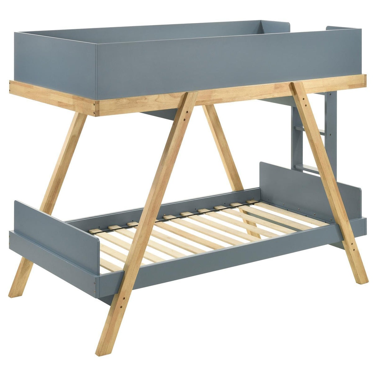 Frankie Van Courtland Blue and Natural Wood Twin Over Twin Bunk Bed by Coaster at Eve Furniture