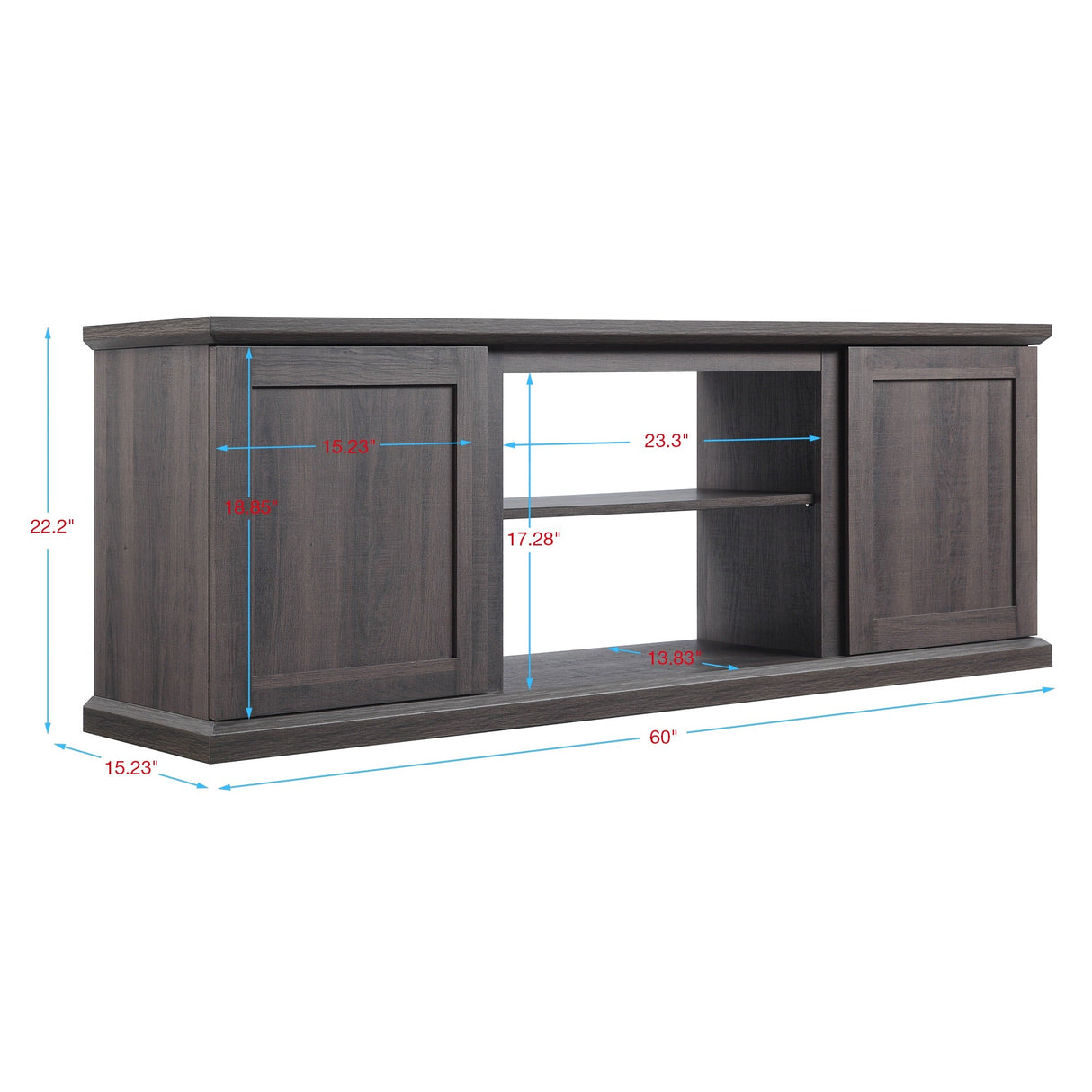 Franklin 60" TV Stand in Brown by Manhattan Comfort at Eve Furniture