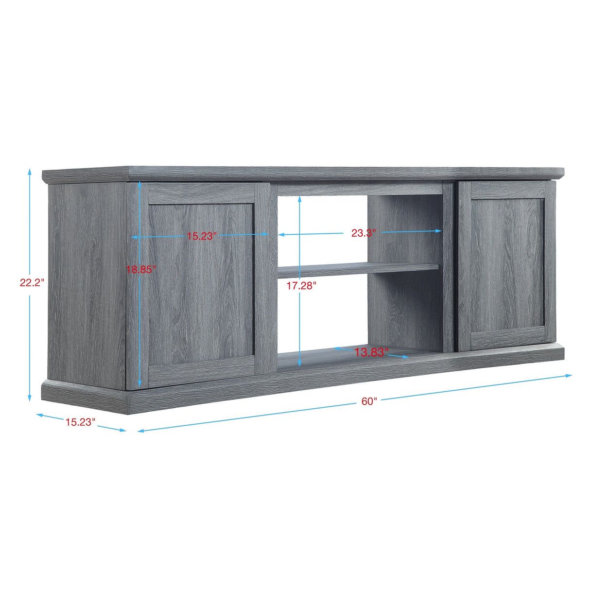 Franklin 60" TV Stand in Grey by Manhattan Comfort at Eve Furniture