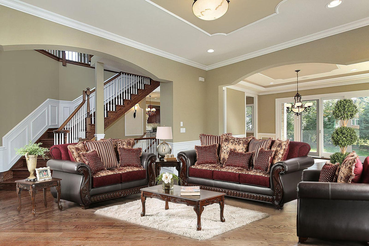 Franklin Burgundy/Espresso Chair by Furniture of America at Eve Furniture