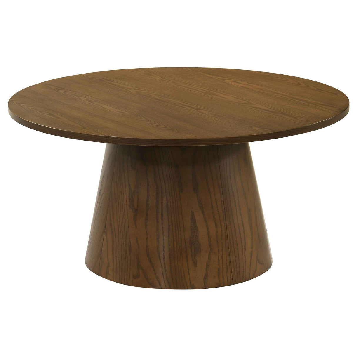 Franklin Dark Brown 36-inch Round Pedestal Coffee Table by Coaster at Eve Furniture