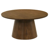 Franklin Dark Brown 36-inch Round Pedestal Coffee Table by Coaster at Eve Furniture