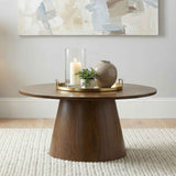 Franklin Dark Brown 36-inch Round Pedestal Coffee Table by Coaster at Eve Furniture