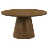 Franklin Dark Brown 54-inch Round Wood Pedestal Base Dining Table by Coaster at Eve Furniture
