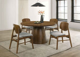 Franklin Dark Brown 54-inch Round Wood Pedestal Base Dining Table by Coaster at Eve Furniture