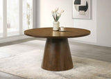 Franklin Dark Brown 54-inch Round Wood Pedestal Base Dining Table by Coaster at Eve Furniture