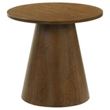 Franklin Dark Brown Round Wood Pedestal Side End Table by Coaster at Eve Furniture