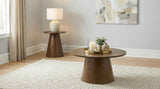 Franklin Dark Brown Round Wood Pedestal Side End Table by Coaster at Eve Furniture