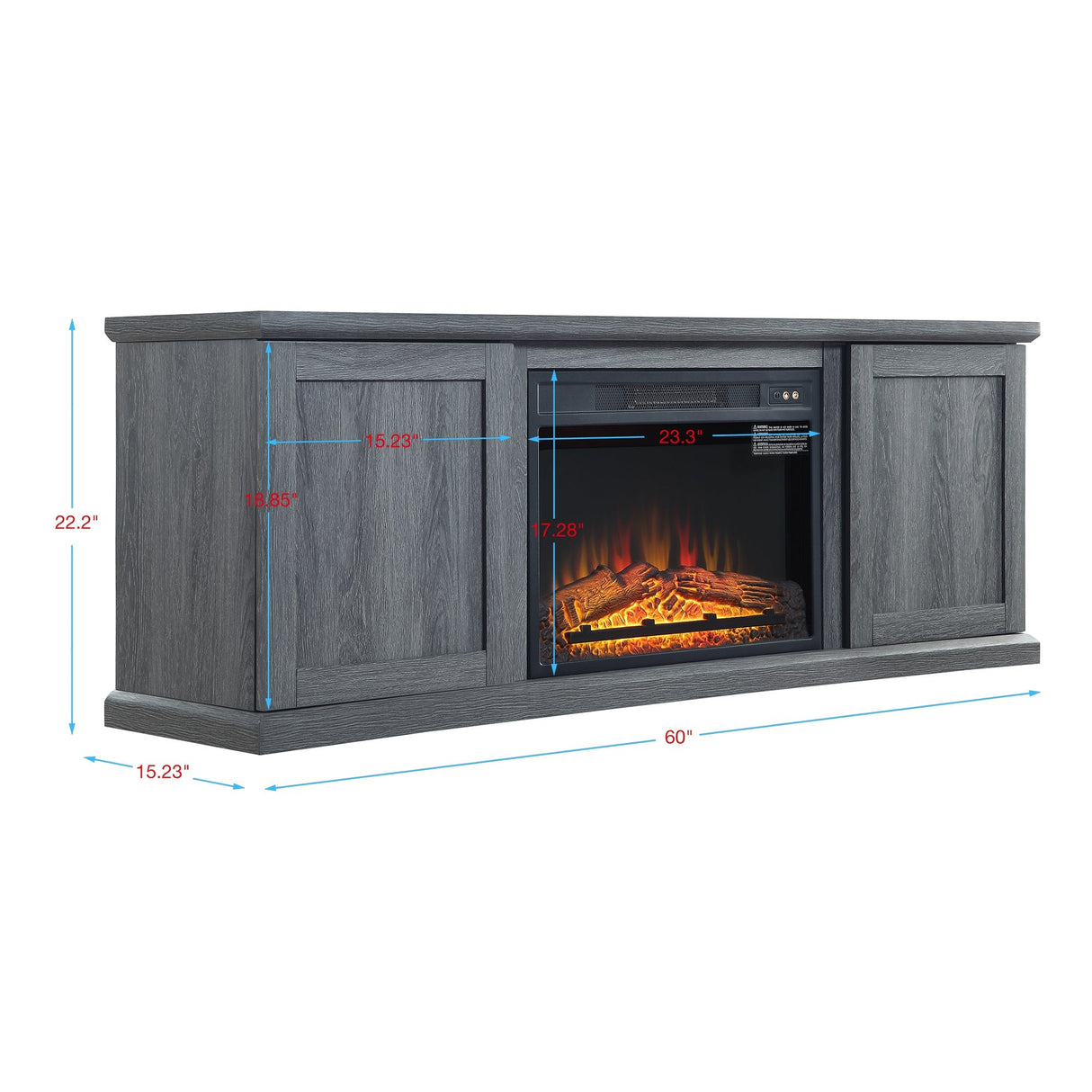 Franklin Fireplace in Grey by Manhattan Comfort at Eve Furniture