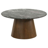 Franklin Grey/Dark Brown 2-piece Round Pedestal Coffee Table Set by Coaster at Eve Furniture