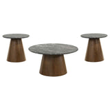 Franklin Grey/Dark Brown 3-piece Round Pedestal Coffee Table Set by Coaster at Eve Furniture